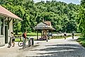 Cyclists at Rocheport station on the Katy Trail, Missouri. Image credit marekuliasz via Shutterstock
