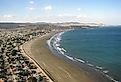 Rada Tilly town and its seashores to the Atlantic Ocean on the San Jorge Gulf. Located in Chubut, Patagonia, Argentina