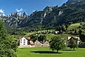 View of Walenstadt in Switzerland, with its surrounding majestic peaks. 