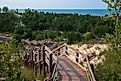 West Beach Dune Succession Trail, Indiana Dunes National Park lake shore in Summer. 