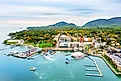 Aerial view of Bar Harbor, Maine.