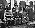 More details Yalta Conference held in February 1945, with Winston Churchill, Franklin D. Roosevelt, and Joseph Stalin