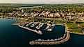 Boat Marina in Grand Traverse Bay, Traverse City, Michigan.