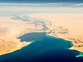 Aerial view of the Suez Canal.