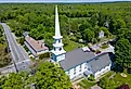 Congregational church and downtown, Thompson, Connecticut.
