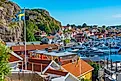 Panorama view of Swedish town Fjällbacka.