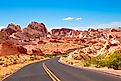 Road through Valley of Fire State Park in Nevada
