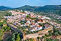 Aerial view of the Portuguese town of Castelo de Vide.
