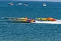 Power boat and helmeted recreators on Lake Michigan near Michigan City, Indiana. Image: Lewis Photo Studio - Shutterstock. 