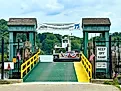 Green gate for Chester-Hadlyme Ferry in Chester, Connecticut. Rachel Rose Boucher / Shutterstock.com