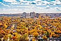 Beautiful fall views of New Haven and Yale University from the summit of East Rock Park in New Haven, Connecticut. Editorial credit: Winston Tan / Shutterstock.com