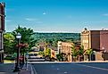 Business district Marquette, Michigan, on the hillside of Main Street.