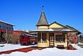 Winter view of the New Hope and Ivyland rail road, New Hope, Pennsylvania.