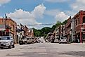 Downtown Main Street in Weston, Missouri, with its local businesses.Editorial credit: Matt Fowler KC / Shutterstock.com.