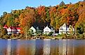  Autumn reflection in Saranac Lake, Adirondacks, New York.