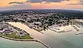 Aerial view of Sheboygan, Wisconsin.