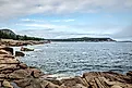 The rocky coastline at Acadia National Park in Hancock County, Maine. 