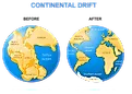Continental drift on the planet Earth. Before as Pangaea - 200 million years ago and after as modern continents. Image credit: Designua/Shutterstock.com