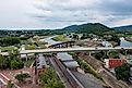 Aerial View of the C and O Canal Trail and the Potomac River in Cumberland Maryland