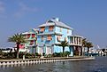 Houses along the coast in Grand Isle, Louisiana.