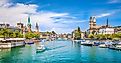 Panoramic view of historic Zurich city center, Switzerland. 