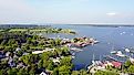 Aerial view of St. Michaels, Maryland.