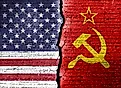 the flags of the Soviet Union and the United States