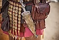 Historical reenactment of a Centurion girding a pugio, a dagger used by Roman soldiers as a sidearm.