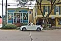 Cozy downtown street in Ocean Springs, Mississippi.