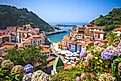 Panoramic view of the seaside town of Cudillero, Spain.