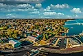Aerial summer view of colonial Chestertown on the Chesapeake Bay in Maryland. 