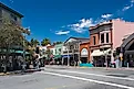 Sausalito, California: People shopping and strolling along Bridgeway, the main street in Sausalito that is lined up with shops and restaurants. via FrankvandenBergh on iStock.com