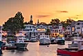 Downtown and harbor view of Rockport, Massachusetts.