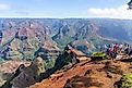 People visiting the Waimea Canyon State Park in Waimea, Hawaii. Editorial credit: JHVEPhoto / Shutterstock.com.