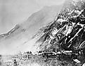 The town of Frank, Alberta on April 30, 1903, one day after the Frank Slide.