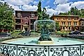 The fountain in front of St. James Court in Old Louisville, Kentucky. Shutterstock.com