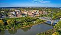 Aerial View of Grand Forks, North Dakota in Autumn.