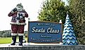 A sign welcoming visitors to Santa Claus. Image credit: Drew Tarvin/Flickr.