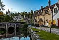 View of Castle Combe, a village and civil parish within the Cotswolds Area of Natural Beauty in Wiltshire, England. 