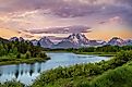Stunning landscape view from Oxbow Bend in Grand Teton National Park.