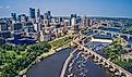 The Mississippi River running through Minneapolis, Minnesota.