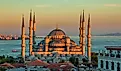 Early 17th century, Ottoman-era Sultan Ahmed Mosque (the Blue Mosque) in Istanbul, Turkey.