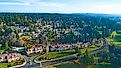 Aerial View of John Wayne Marina, Sequim, Washington.