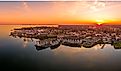 Aerial sunset panorama of Havre De Grace Harford County, Maryland, United States.