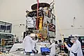 Scientists working on Psyche's thruster integration. By NASA - https://photojournal.jpl.nasa.gov/mission/Psyche, Public Domain