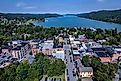 Aerial view of Cooperstown, New York.