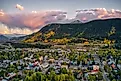 Aerial view of the popular ski town of Crested Butte, Colorado.