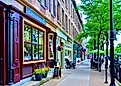 Businesses lined along a street in the town of Skaneateles, New York. Editorial credit: PQK / Shutterstock.com