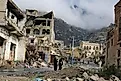 Homes damaged by war in Yemen. Editorial credit: akramalrasny / Shutterstock.com