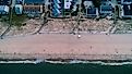 An aerial drone view of Dewey Beach, Delaware.